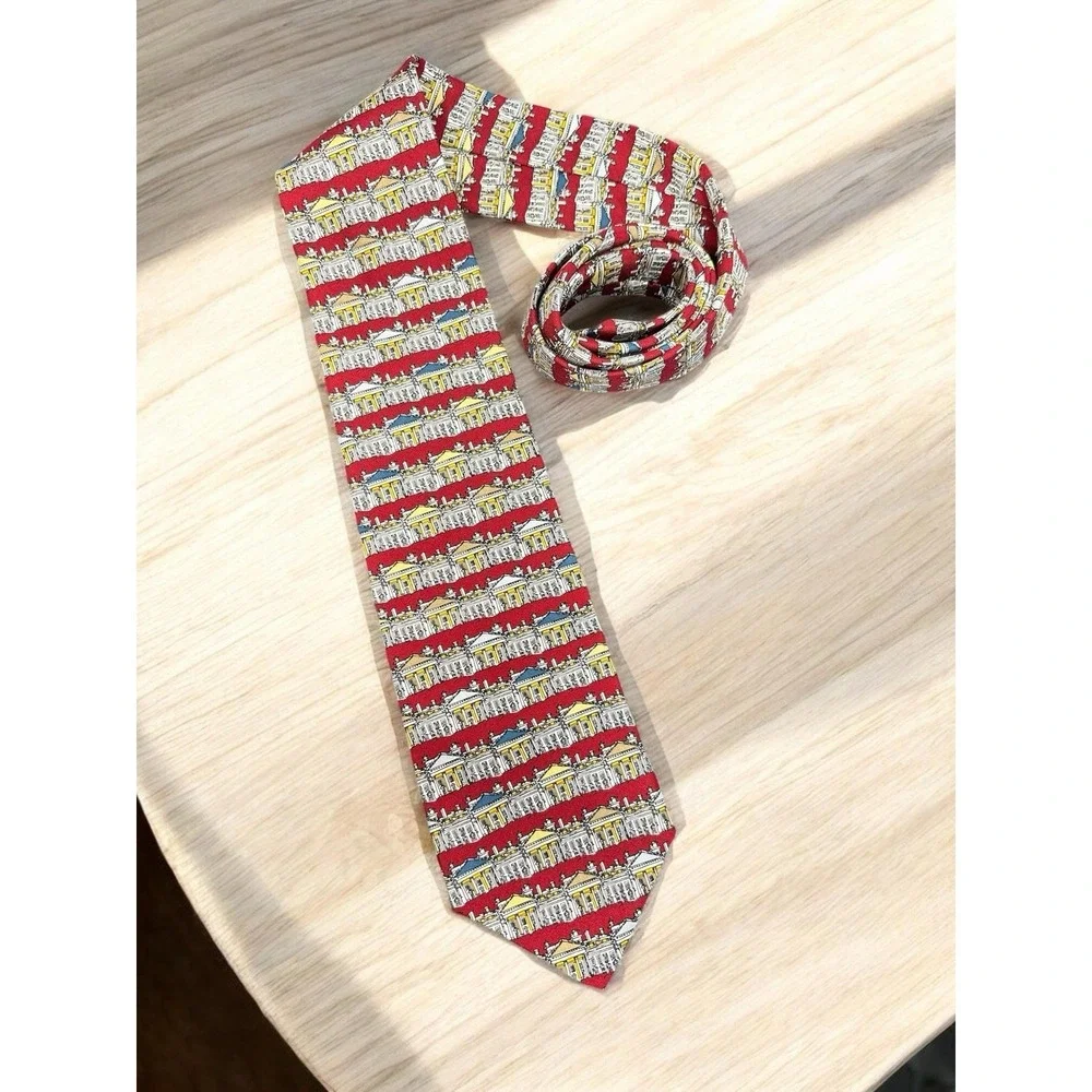 ARCHIFETTI White House 1995 Red Men's Silk‎ Tie